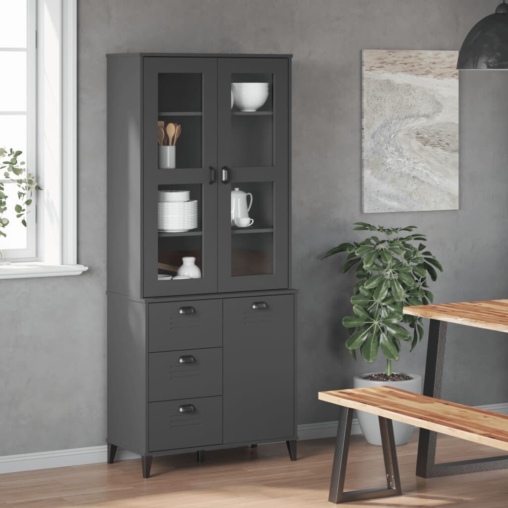 Highboard VIKEN Anthracite Grey 80x40x190 cm Solid Wood Pine Price