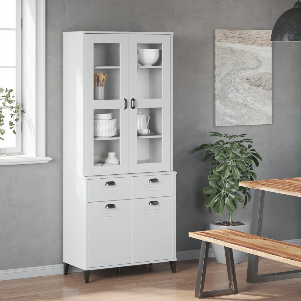 Highboard VIKEN White 80x40x190 cm Solid Wood Pine Price
