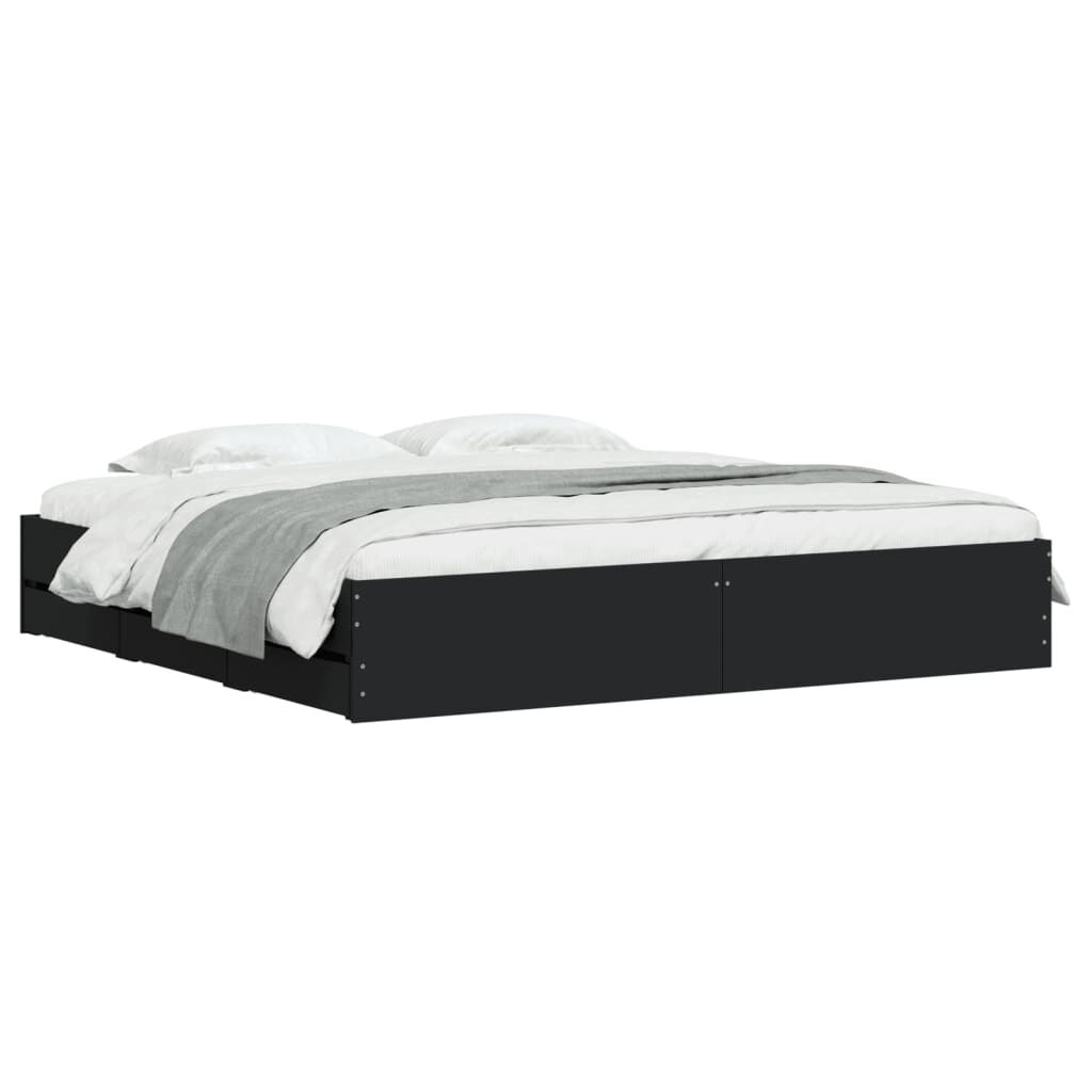 Bed Frame with Drawers without Mattress Black 183x203 cm King Price