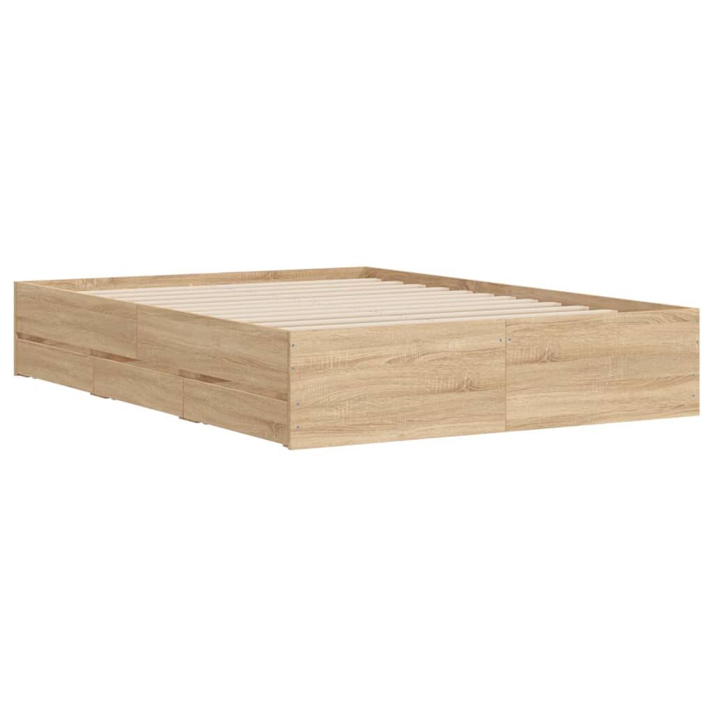 Bed Frame with Drawers without Mattress Sonoma Oak 135x190 cm Price