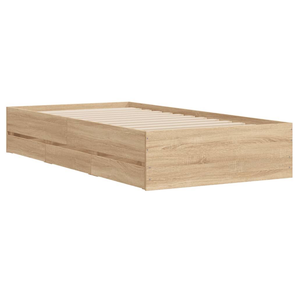 Bed Frame with Drawers without Mattress Sonoma Oak 90x190 cm Price