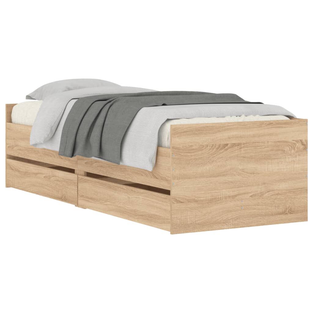 Bed Frame with Drawers without Mattress Sonoma Oak 90x190 cm Price