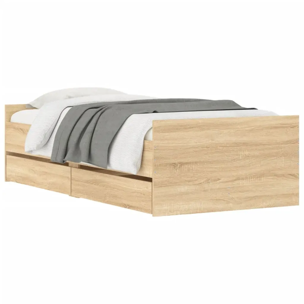 Bed Frame with Drawers without Mattress Sonoma Oak 90x190 cm Price