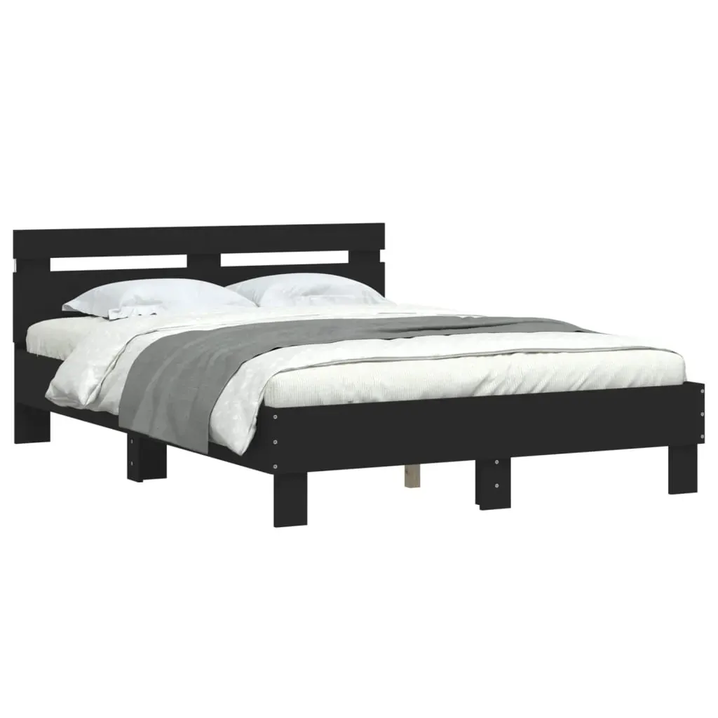 Bed Frame with LED without Mattress Black 135x190 cm Price