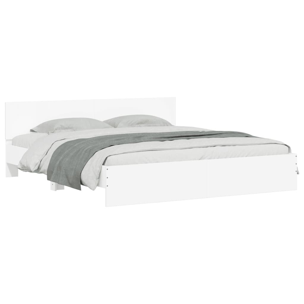 Bed Frame with LED without Mattress White 183x203 cm King Price
