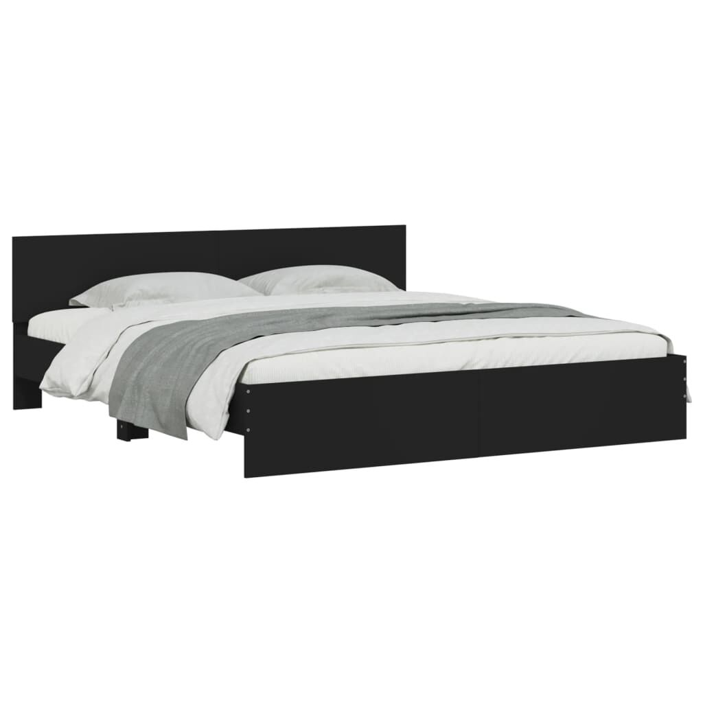 Bed Frame with LED without Mattress Black 183x203 cm King Price