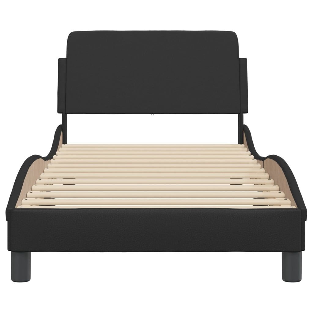 Bed Frame without Mattress Black 90x190 cm Faux Leather Price