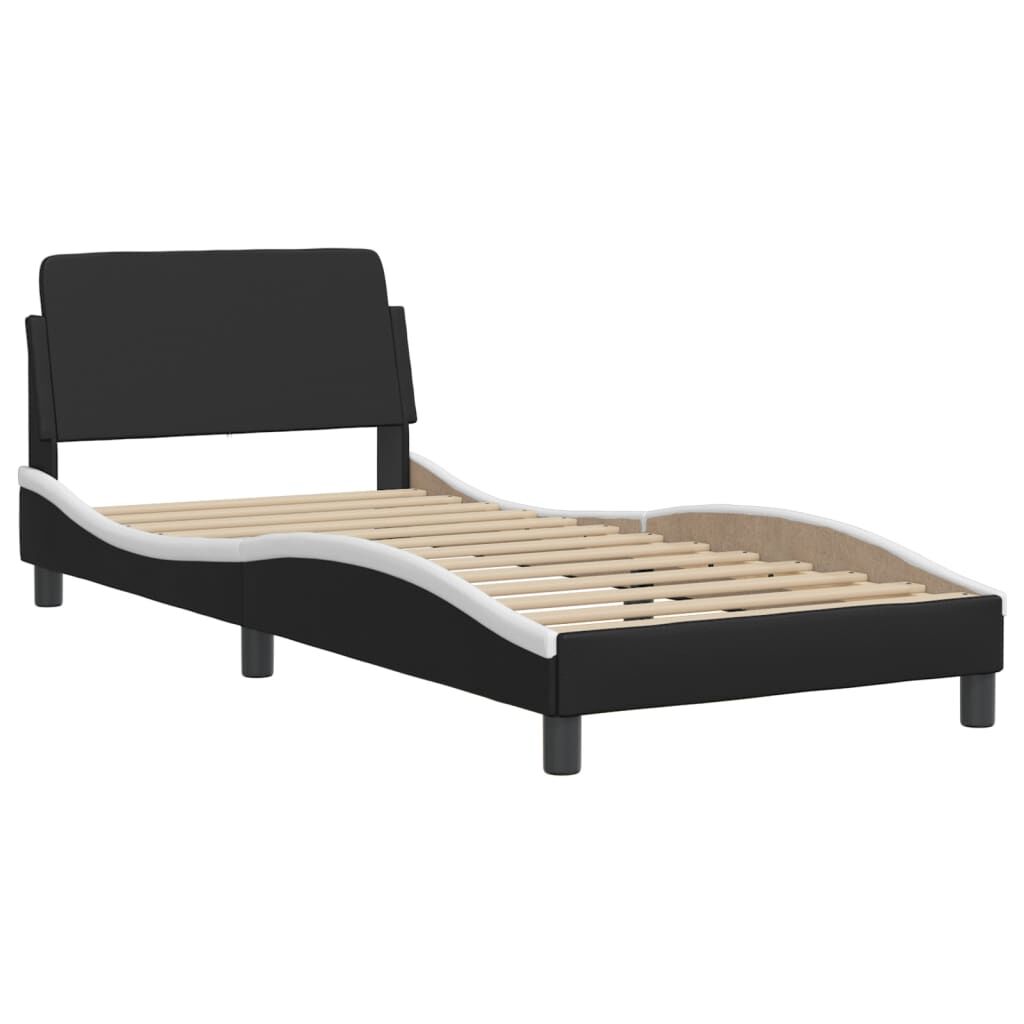 Bed Frame without Mattress Black and White 90x190 cm Faux Leather Price