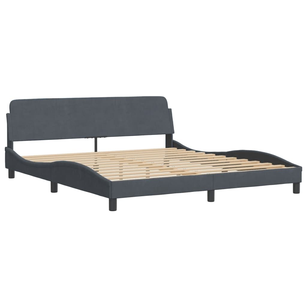 Bed Frame without Mattress Dark Grey 183x203 cm King Velvet Price