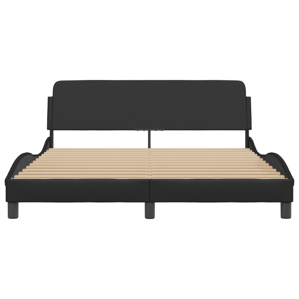 Bed Frame without Mattress Black 152x203 cm Queen Faux Leather Price