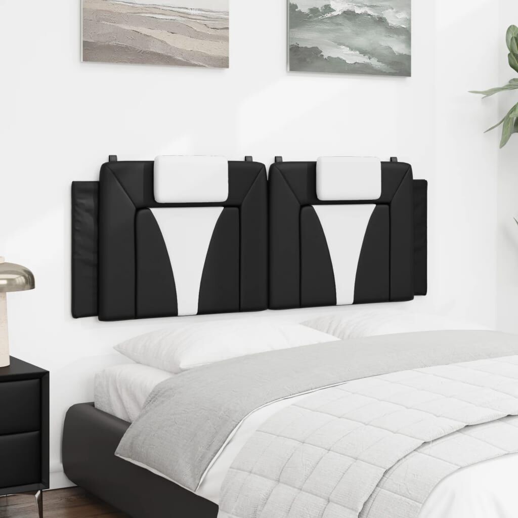 Headboard Cushion Black and White 137 cm Double Faux Leather Price