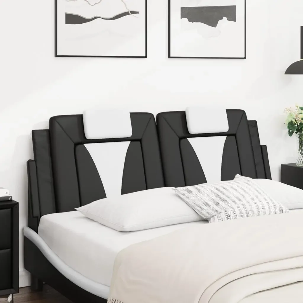 Headboard Cushion "Viana" Black and White 137 cm Double Faux Leather Price