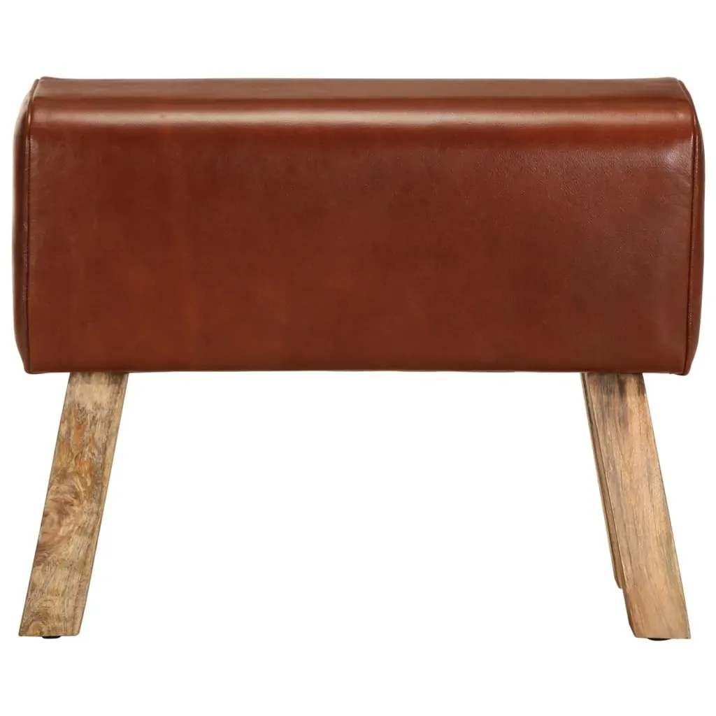 Gym Bok Bench 58 cm Brown Real Leather and Solid Mango Wood Price