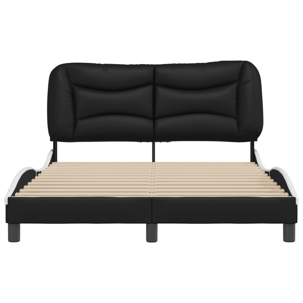 Bed Frame without Mattress Black and White 137x187 cm Double Faux Leather Price