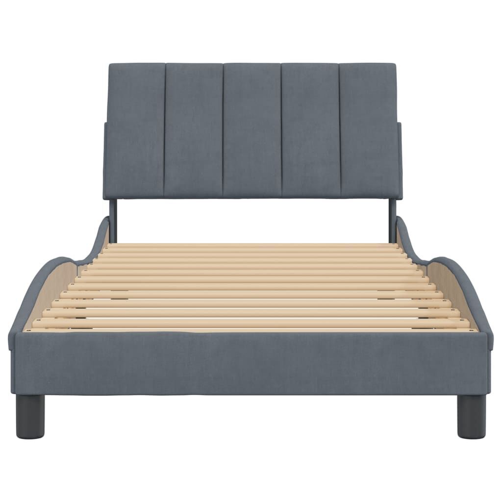 Bed Frame without Mattress Dark Grey 107x203 cm King Single Velvet Price