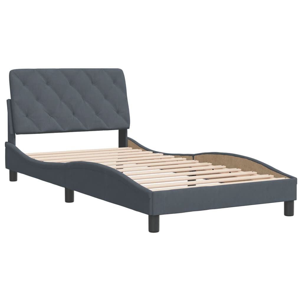 Bed Frame without Mattress Dark Grey 107x203 cm King Single Velvet Price