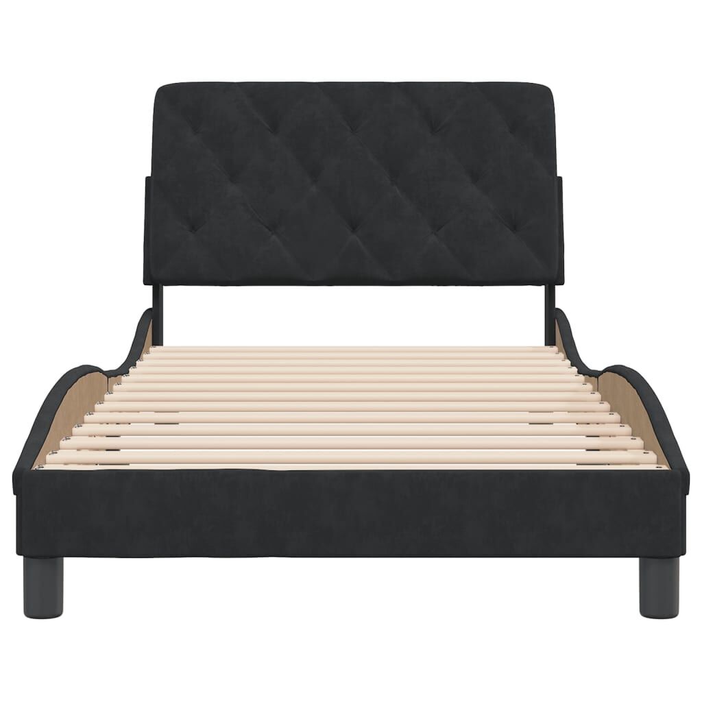 Bed Frame without Mattress Black 107x203 cm King Single Velvet Price
