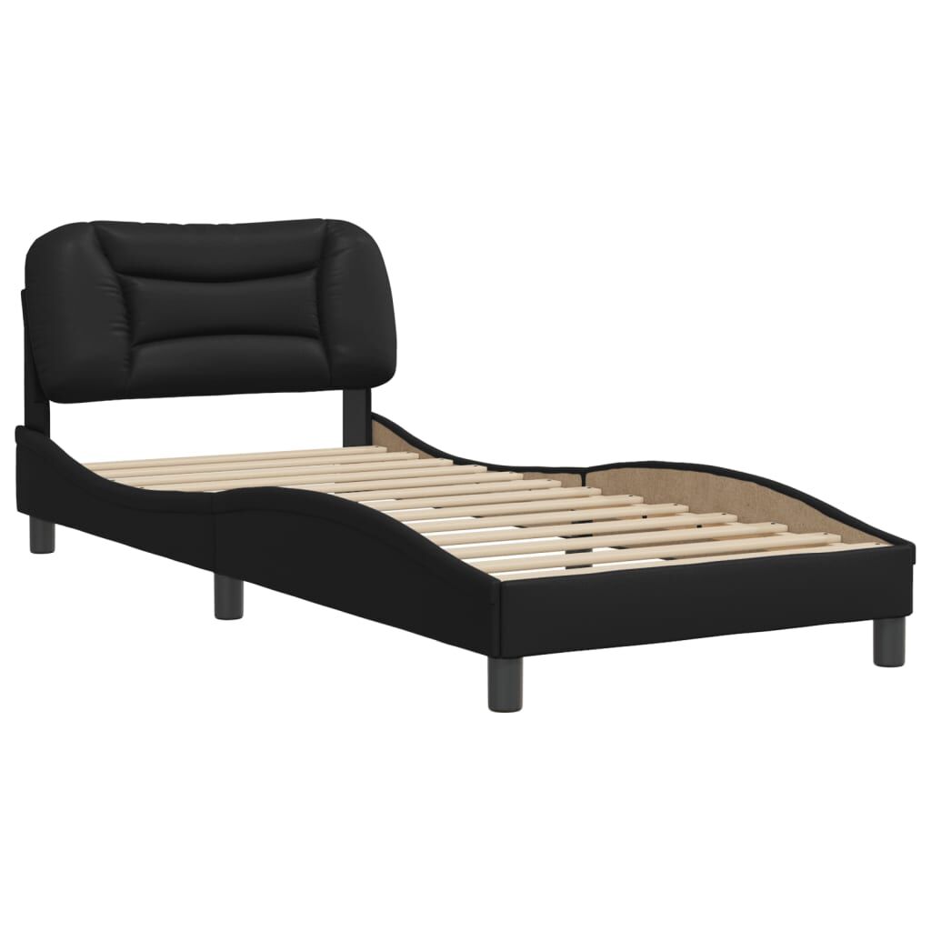 Bed Frame without Mattress Black 90x190 cm Faux Leather Price