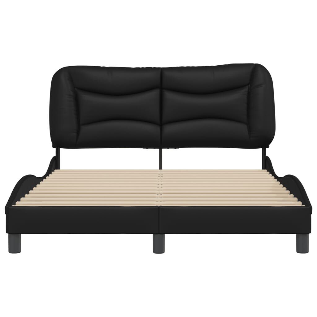 Bed Frame without Mattress Black 137x187 cm Double Faux Leather Price