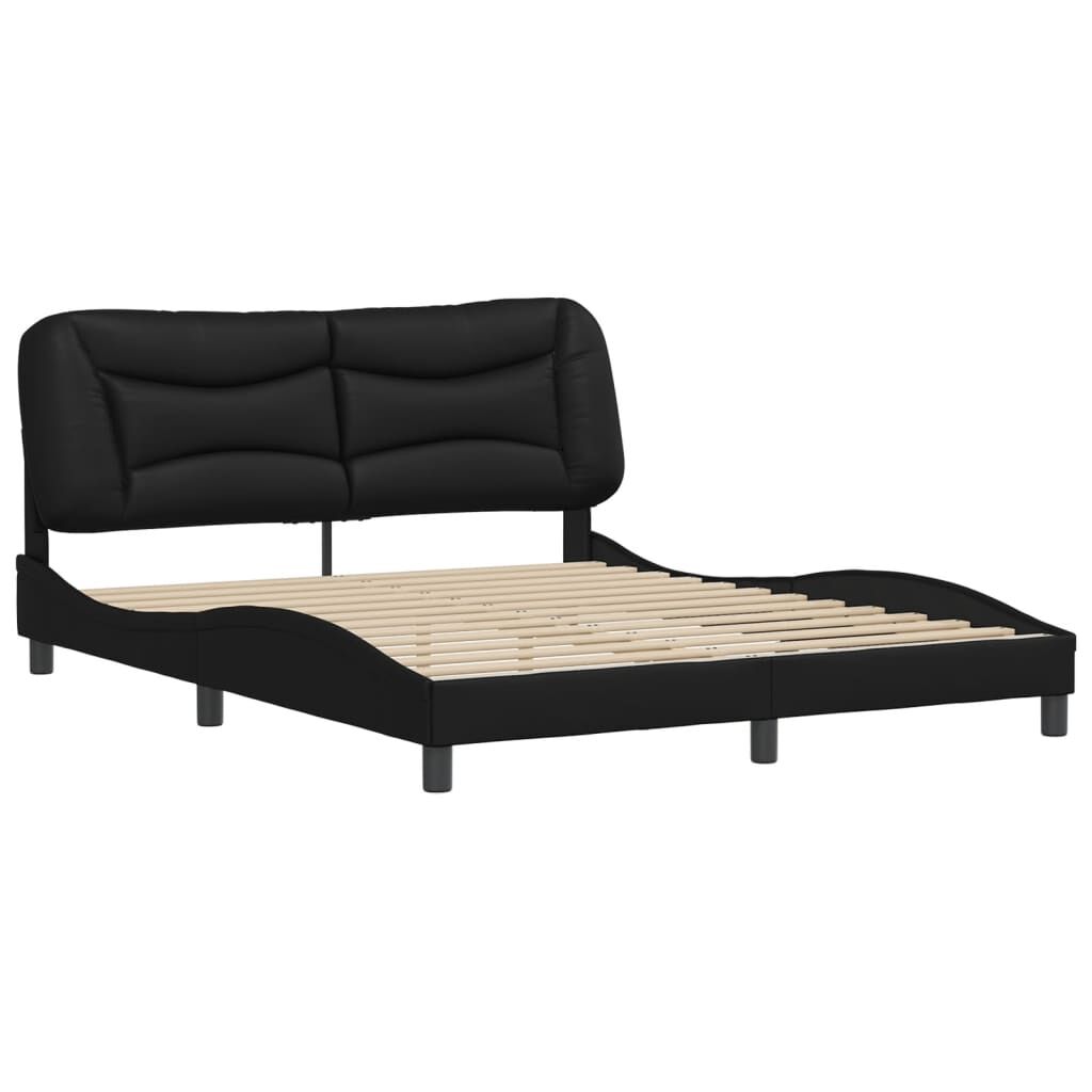 Bed Frame without Mattress Black 152x203 cm Queen Faux Leather Price