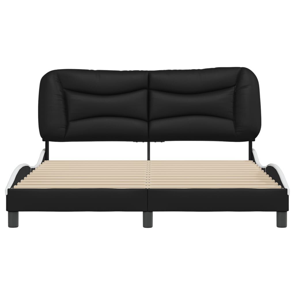 Bed Frame without Mattress Black and White 152x203 cm Queen Faux Leather Price