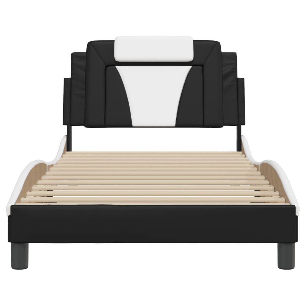 Bed Frame without Mattress Black and White 107x203 cm King Single Faux Leather Price