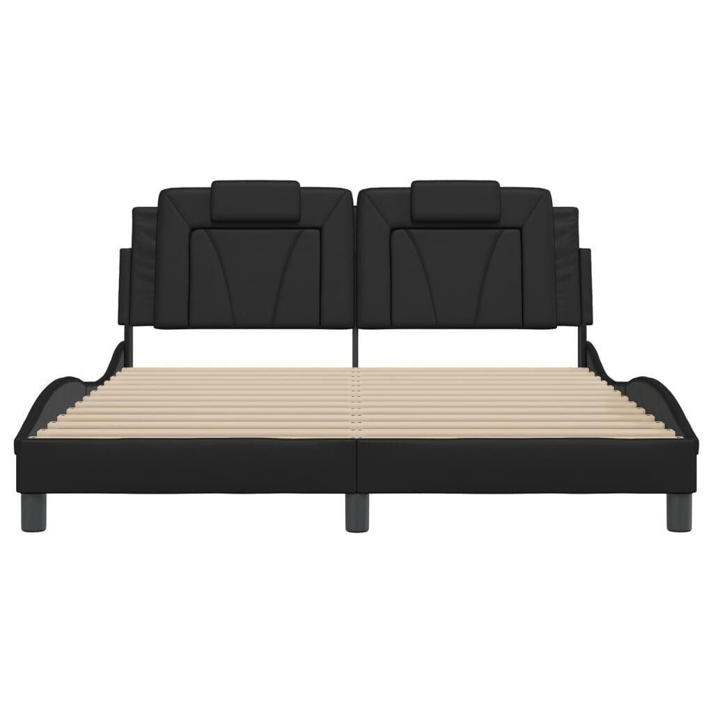 Bed Frame without Mattress Black 152x203 cm Queen Faux Leather Price