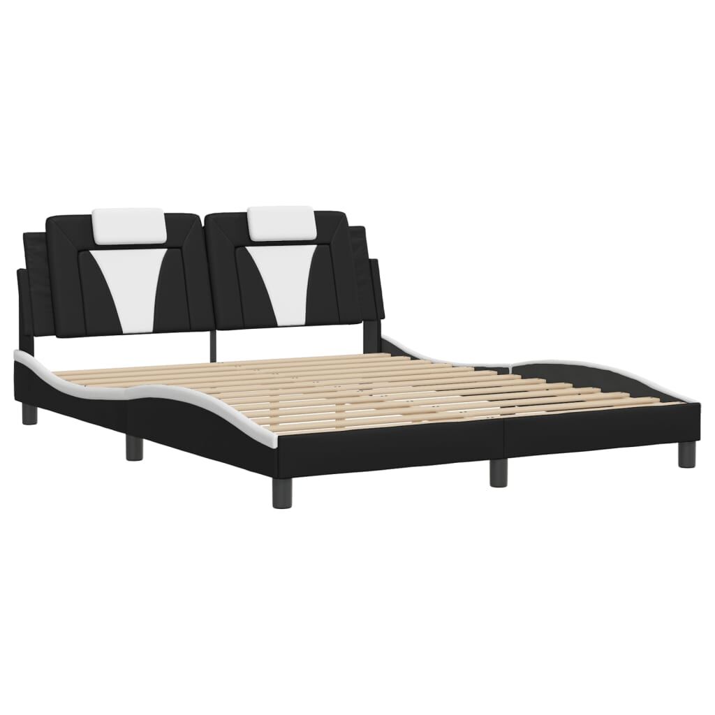 Bed Frame without Mattress Black and White 152x203 cm Queen Faux Leather Price