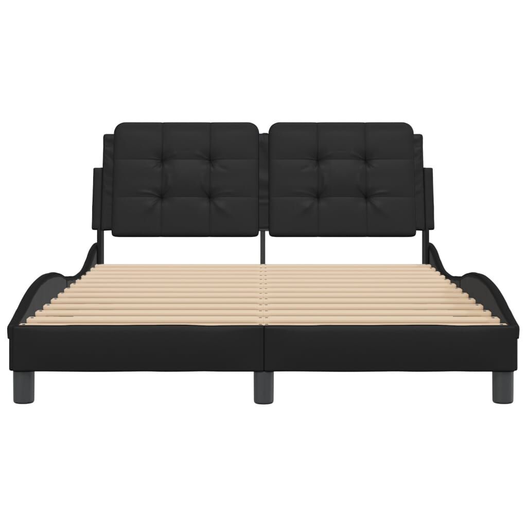 Bed Frame without Mattress Black 137x187 cm Double Faux Leather Price
