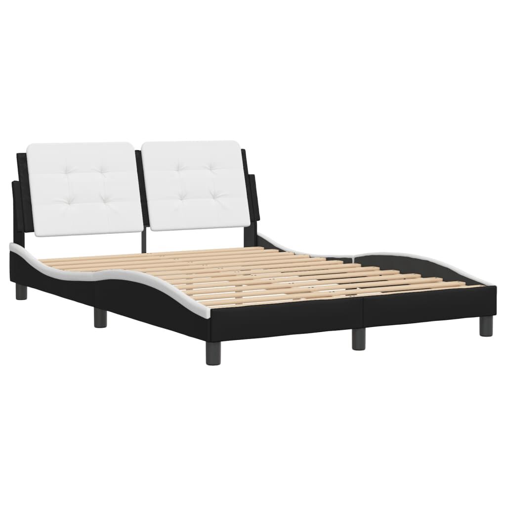 Bed Frame without Mattress Black and White 137x187 cm Double Faux Leather Price