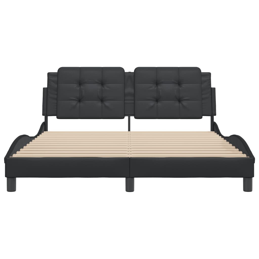 Bed Frame without Mattress Black 152x203 cm Queen Faux Leather Price