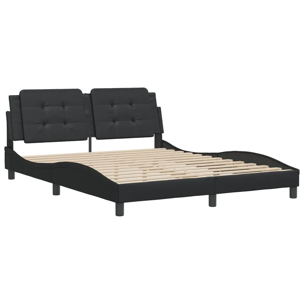 Bed Frame without Mattress "Zadar" Black 152x203 cm Queen Faux Leather Price