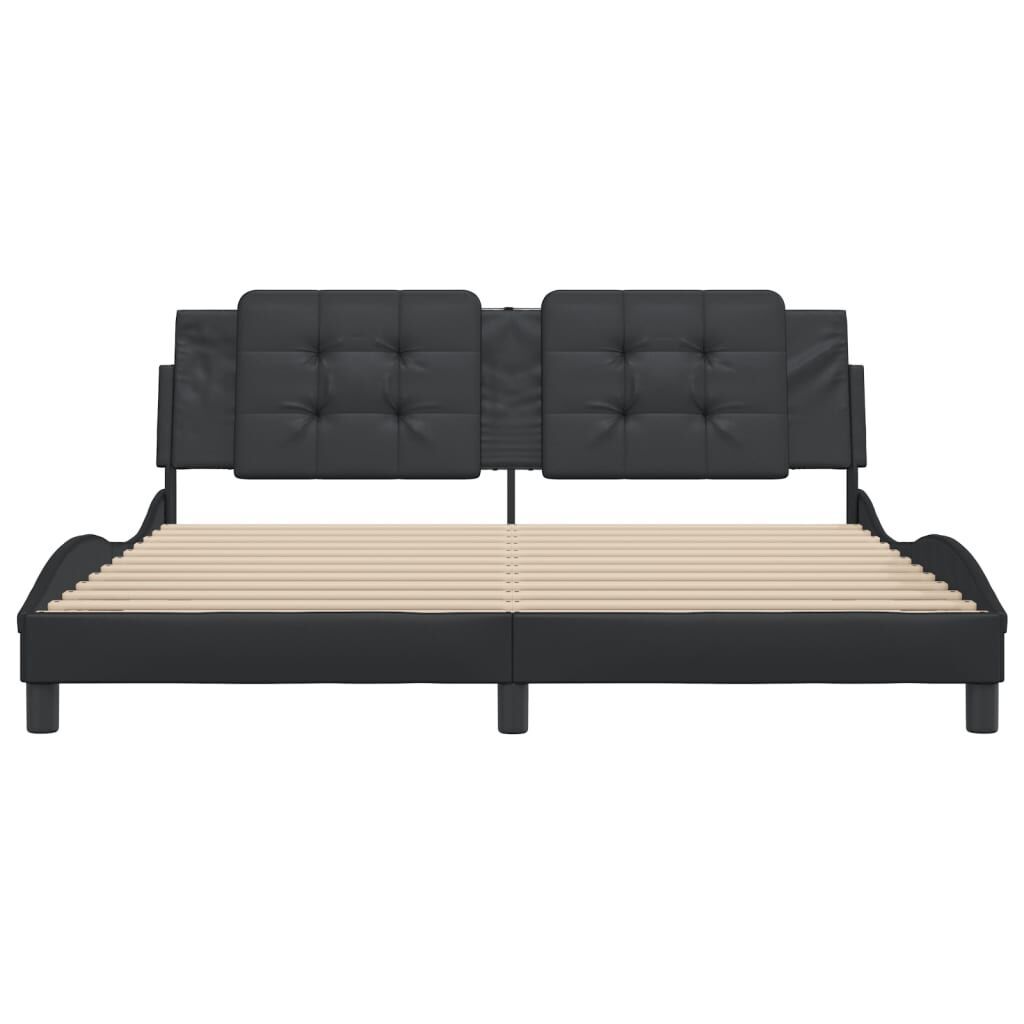 Bed Frame without Mattress Black 183x203 cm King Faux Leather Price