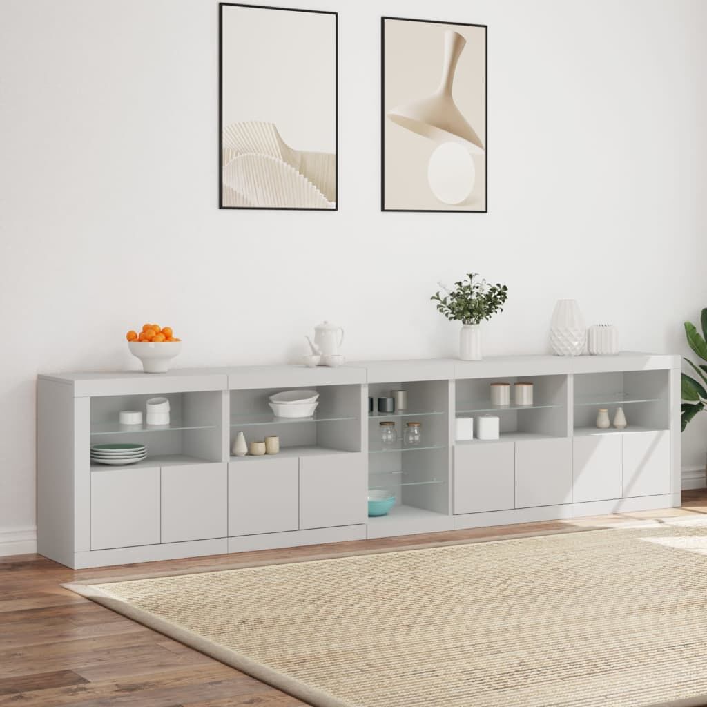 Sideboard with LED Lights White 283x37x67 cm Price