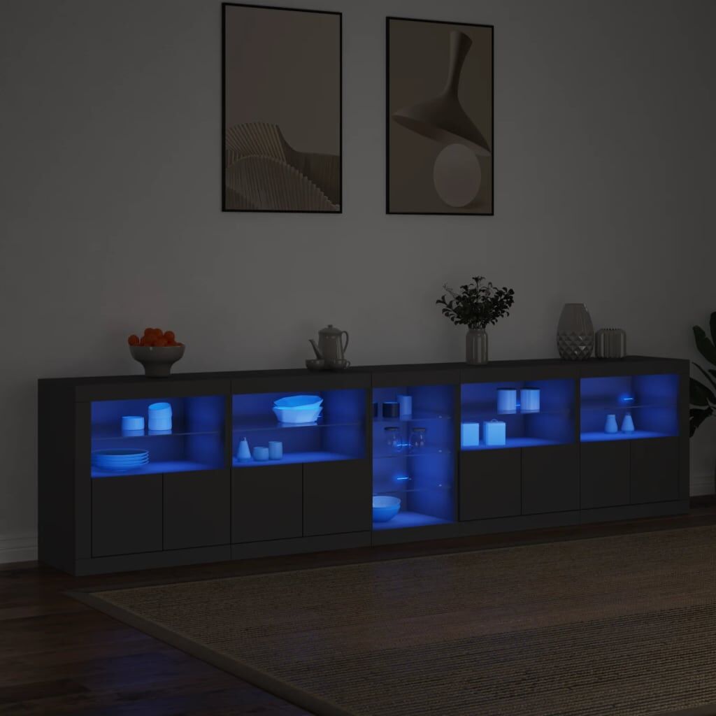 Sideboard with LED Lights Black 283x37x67 cm Price