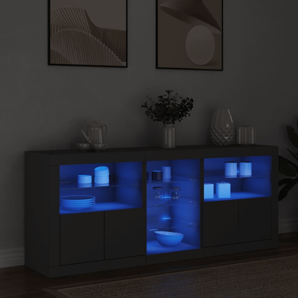 Sideboard with LED Lights Black 162x37x67 cm Price