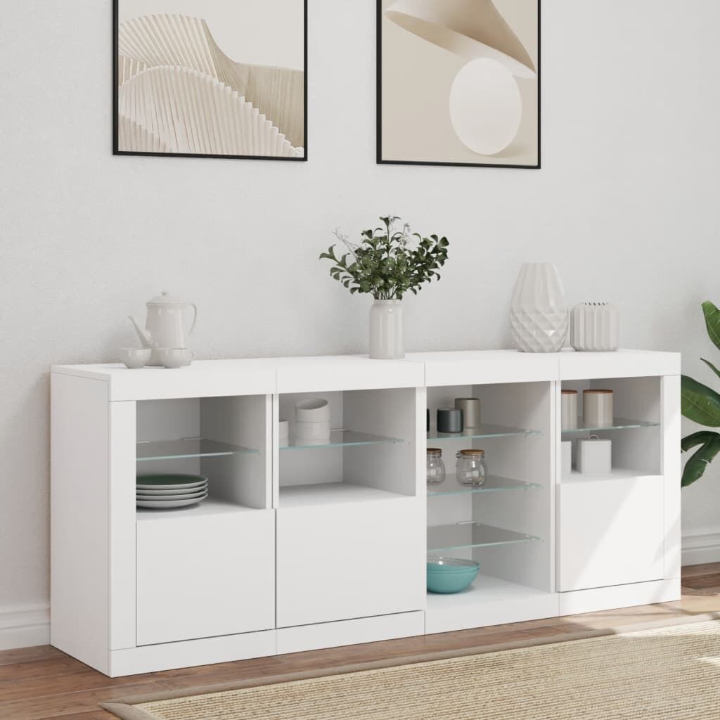 Sideboard with LED Lights White 164x37x67 cm Price