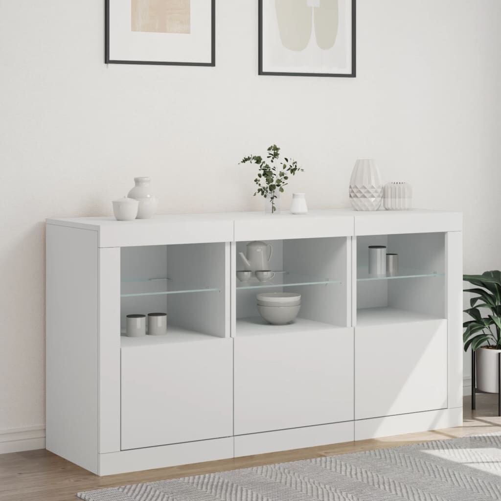 Sideboard with LED Lights White 123x37x67 cm Price
