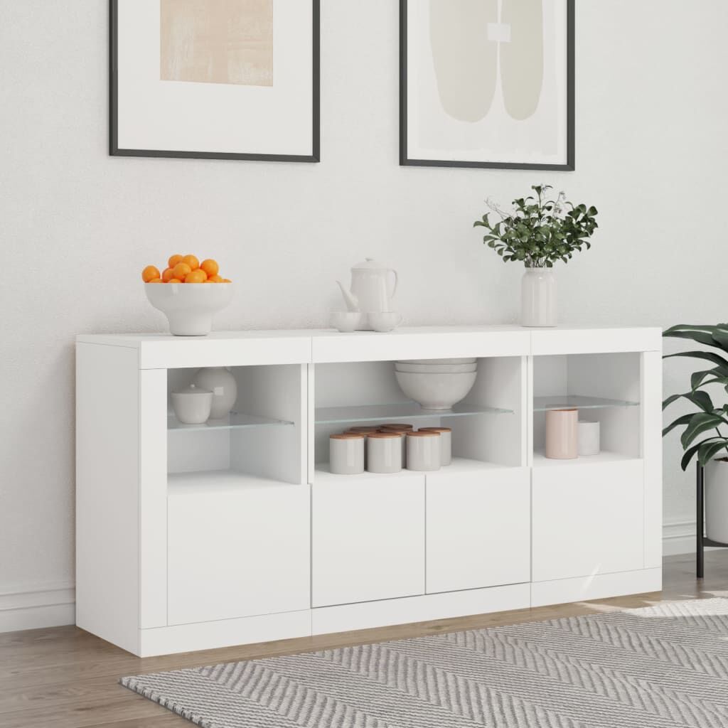 Sideboard with LED Lights White 142.5x37x67 cm Price