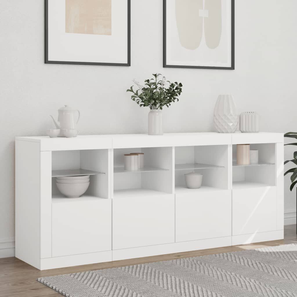 Sideboard with LED Lights White 163x37x67 cm Price