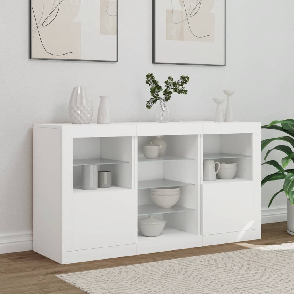 Sideboard with LED Lights White 123x37x67 cm Price