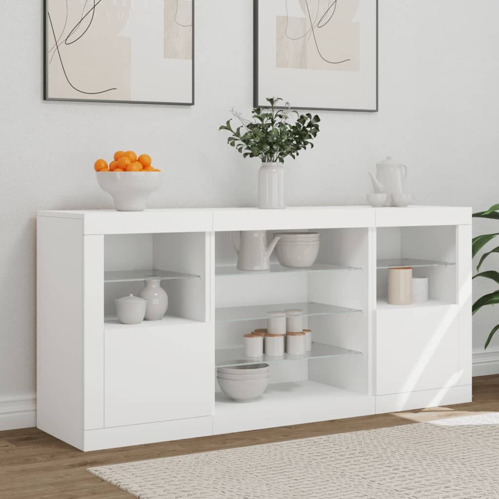 Sideboard with LED Lights White 142.5x37x67 cm Price