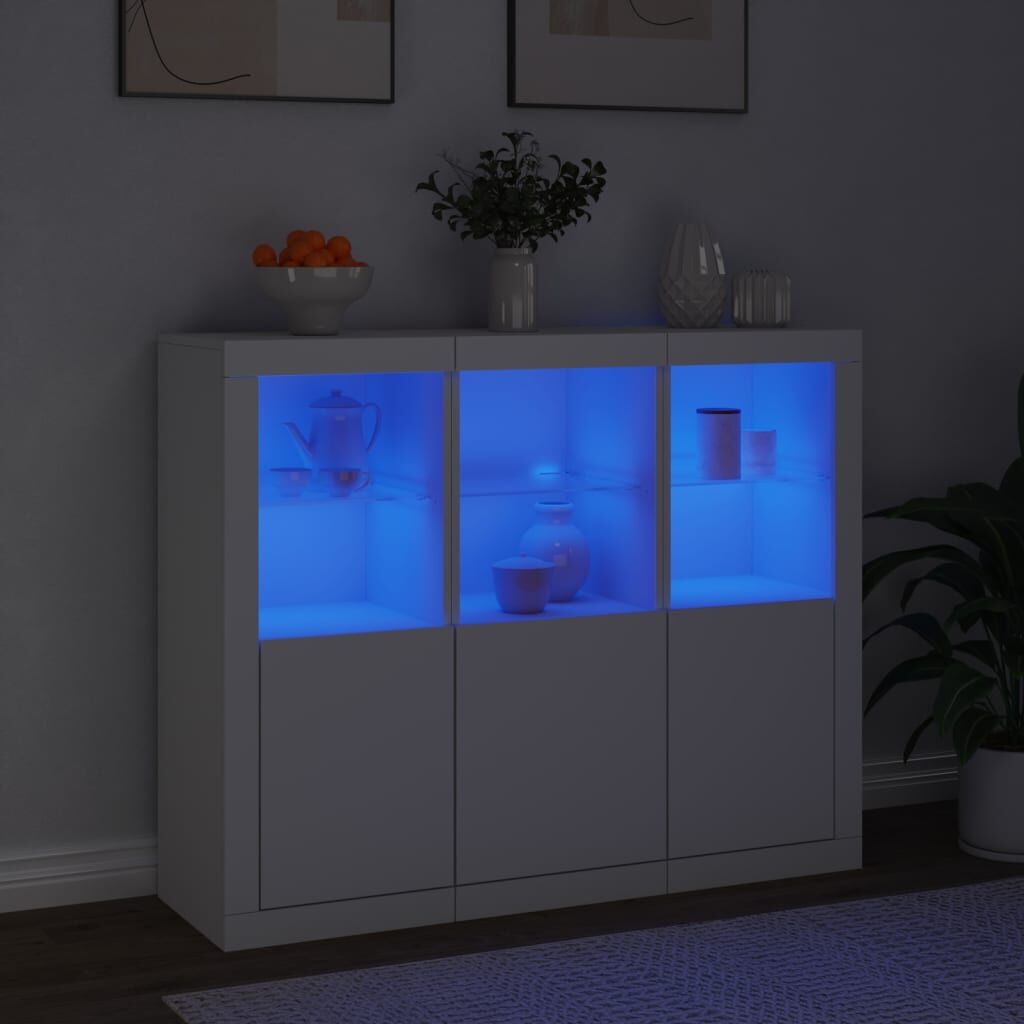 Sideboards with LED Lights 3 pcs White Engineered Wood Price