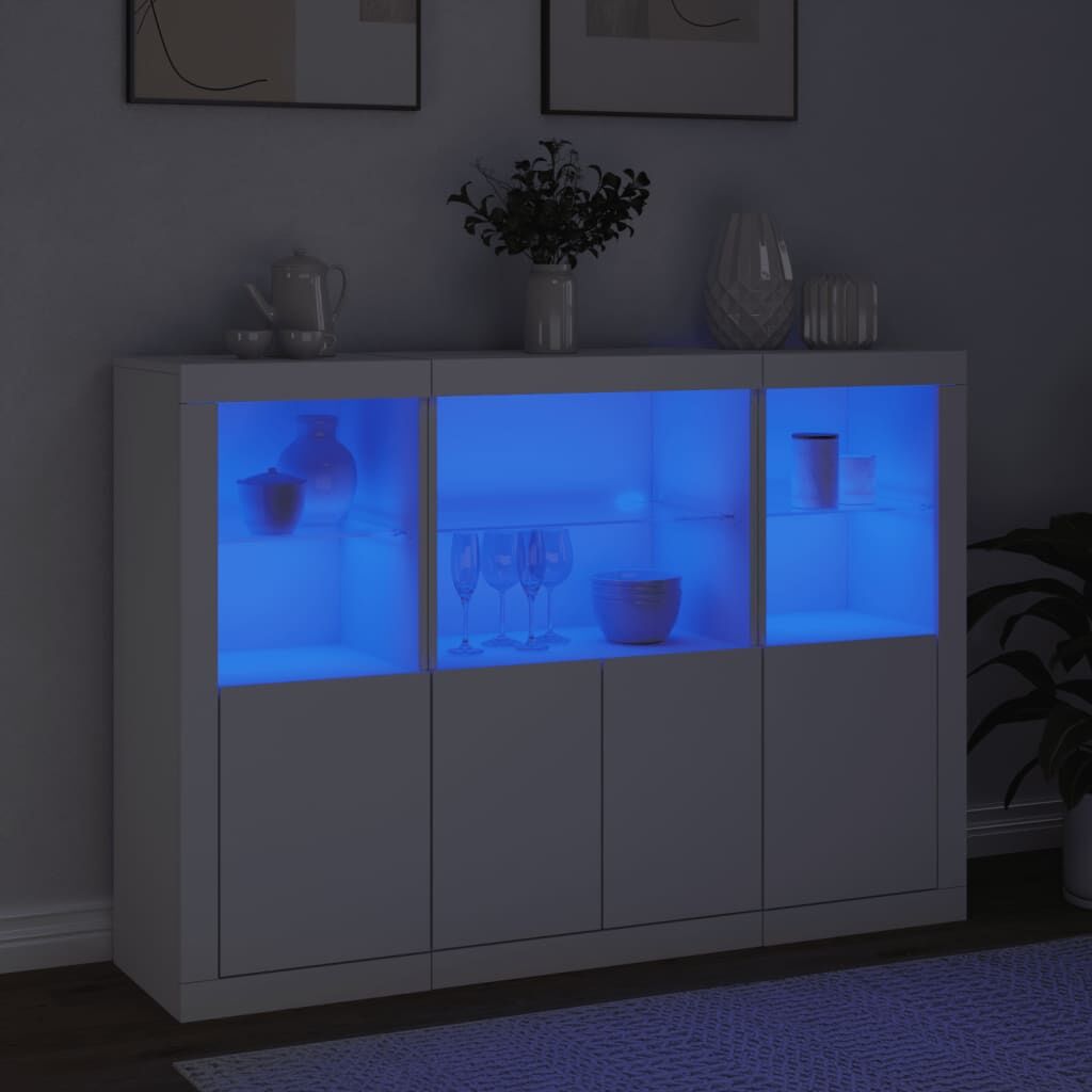 Sideboards with LED Lights 3 pcs White Engineered Wood Price