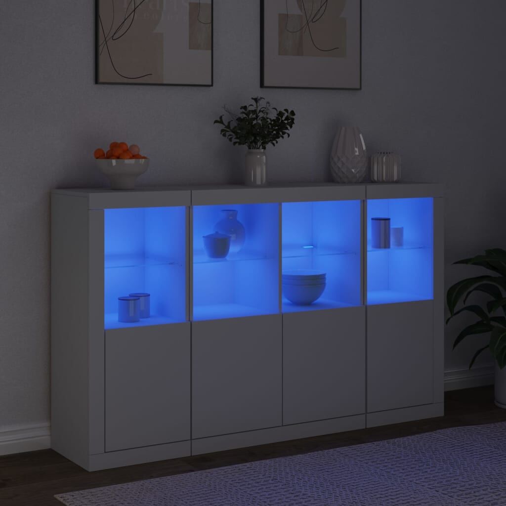 Sideboards with LED Lights 3 pcs White Engineered Wood Price