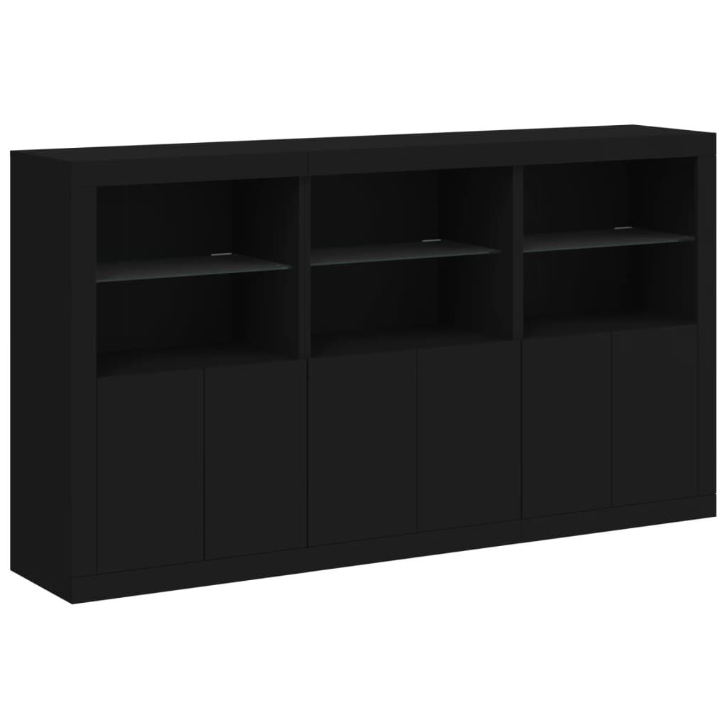 Sideboard with LED Lights Black 181.5x37x100 cm Price