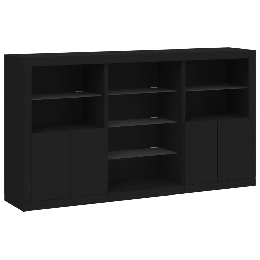 Sideboard with LED Lights Black 181.5x37x100 cm Price
