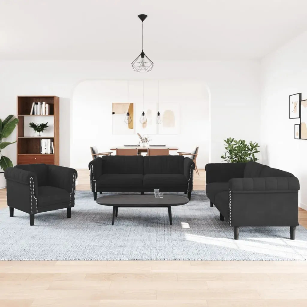 3 Piece Sofa Set Black Velvet Price