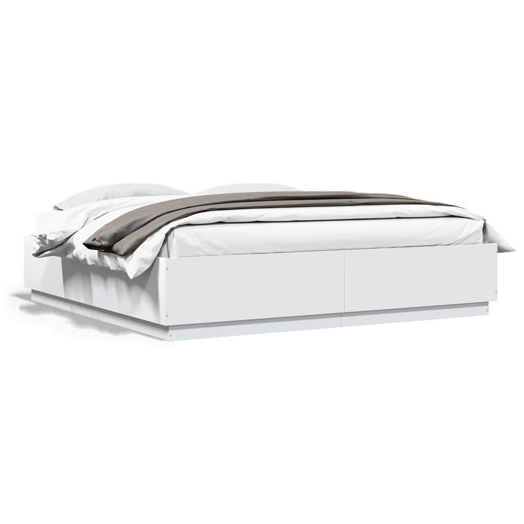 Bed Frame with LED without Mattress White 183x203 cm King Price
