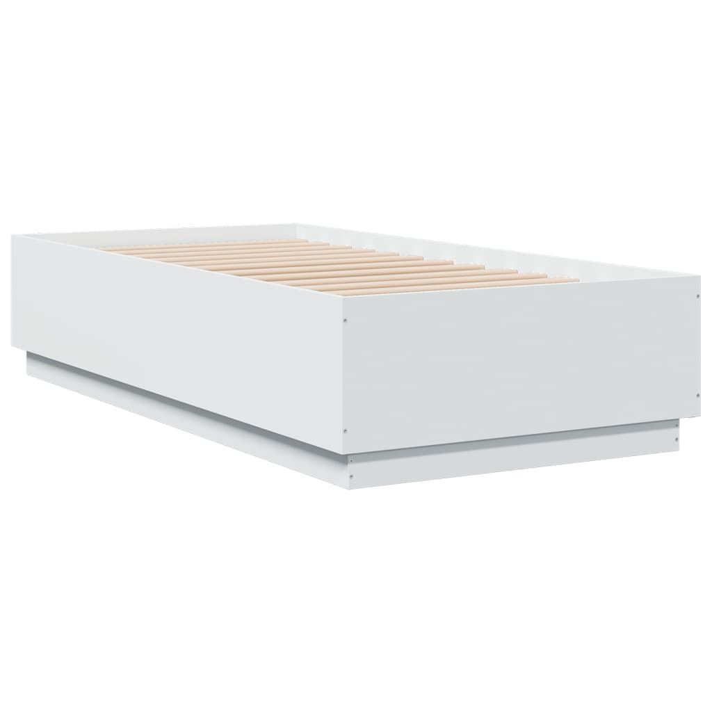 Bed Frame with LED without Mattress White 90x190 cm Price